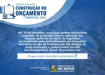 Prefeitura de São Mateus disponibiliza canal eletrônico e população já pode participar da construção do Orçamento Municipal
