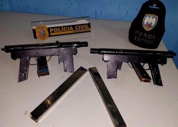 Ação conjunta das Polícias Civil e Militar prende suspeito e apreende duas submetralhadoras em Montanha