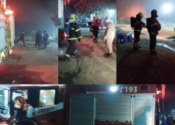 VÍDEOS – Incêndio de grandes proporções atinge área de reciclagem em São Mateus e deixa cerca de 100 mil reais de prejuízo