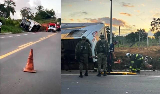 Mortos e feridos após acidente com ônibus de turismo na BR-101, em Caravelas