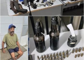 Homem é preso em Linhares com submetralhadora de fabricação caseira e vasto arsenal