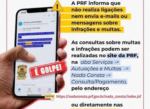 PRF alerta sobre golpe da falsa multa por e-mails ou ligações