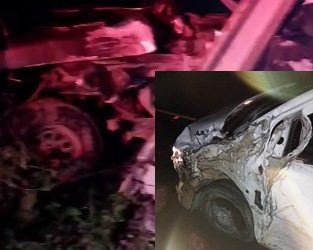 Condutor vai desviar de cachorro invade a contramão e colide com caminhonete. O motorista da F-1000 ficou preso às ferragens