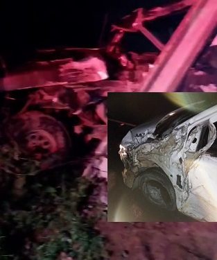 Condutor vai desviar de cachorro invade a contramão e colide com caminhonete. O motorista da F-1000 ficou preso às ferragens